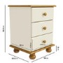 Cream and Pine 3 Drawer Bedside Table - Hamilton