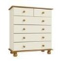 Cream and Pine Chest of 6 Drawers - Hamilton