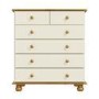 Cream and Pine Chest of 6 Drawers - Hamilton