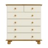 Cream and Pine Chest of 6 Drawers - Hamilton