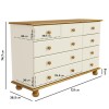 Wide Cream and Pine Chest of 9 Drawers - Hamilton