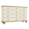 Wide Cream and Pine Chest of 9 Drawers - Hamilton