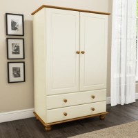 Hamilton 2 Door 2 Drawer Combi Short Wardrobe in Cream and Pine