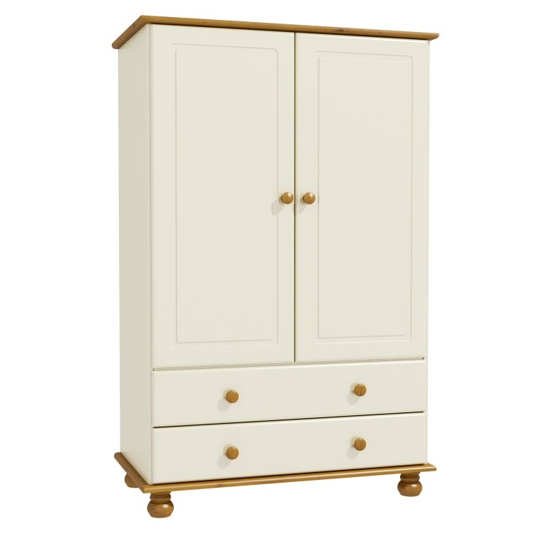 Hamilton 2 Door 2 Drawer Combi Short Wardrobe in Cream and Pine