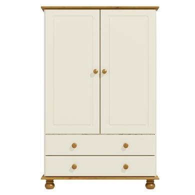 GRADE A1 - Hamilton 2 Door 2 Drawer Combi Short Wardrobe in Cream and Pine