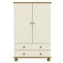 GRADE A1 - Hamilton 2 Door 2 Drawer Combi Short Wardrobe in Cream and Pine