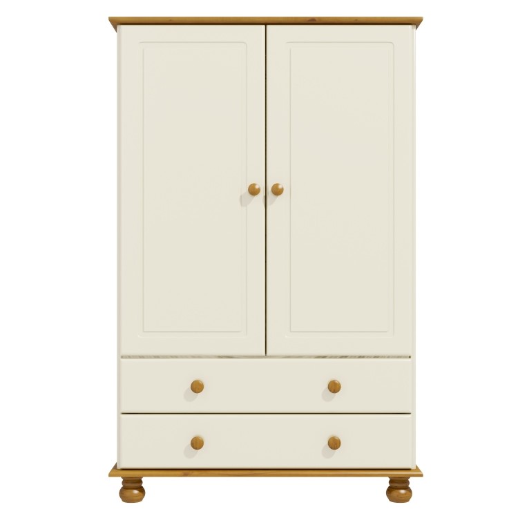 Hamilton 2 Door 2 Drawer Combi Short Wardrobe in Cream and Pine