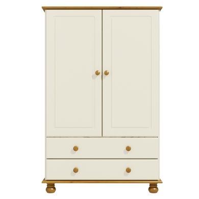 GRADE A1 - Hamilton 2 Door 2 Drawer Combi Short Wardrobe in Cream and Pine