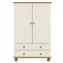GRADE A1 - Hamilton 2 Door 2 Drawer Combi Short Wardrobe in Cream and Pine