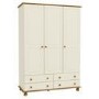 Cream and Pine Painted 3 Door Triple Wardrobe with Drawers - Hamilton