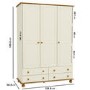 Cream and Pine Painted 3 Door Triple Wardrobe with Drawers - Hamilton