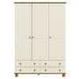 Cream and Pine Painted 3 Door Triple Wardrobe with Drawers - Hamilton