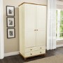 Cream Painted Pine Double Wardrobe with 2 Drawers - Hamilton