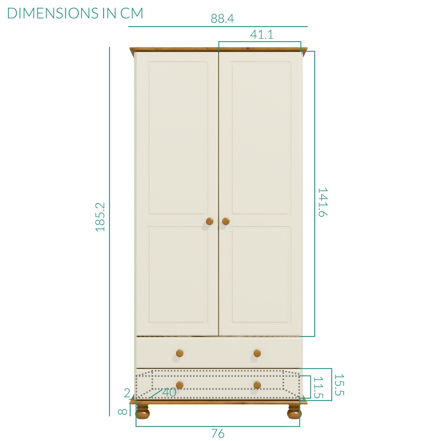 Hamilton 2 Door 2 Drawer Wardrobe In Cream And Pine Buy It Direct