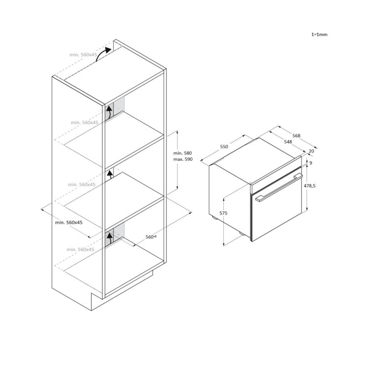 Hoover HO6H3T1HTX Electric Single Oven - Stainless Steel