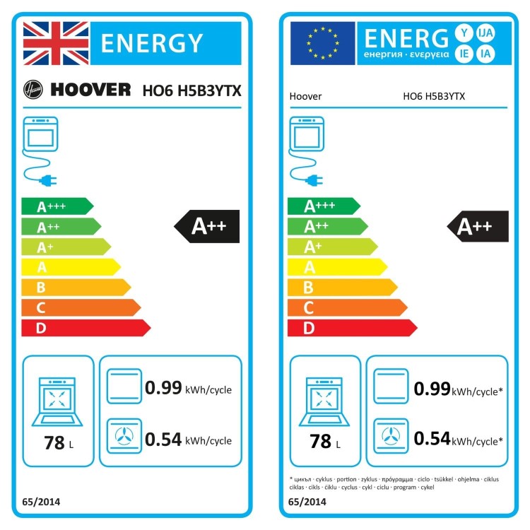 Hoover HO6H5B3YTX Electric Multifunction Single Oven - Stainless Steel & Black
