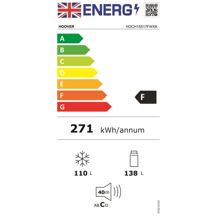 Hoover 248 Litre Freestanding Fridge Freezer - Silver