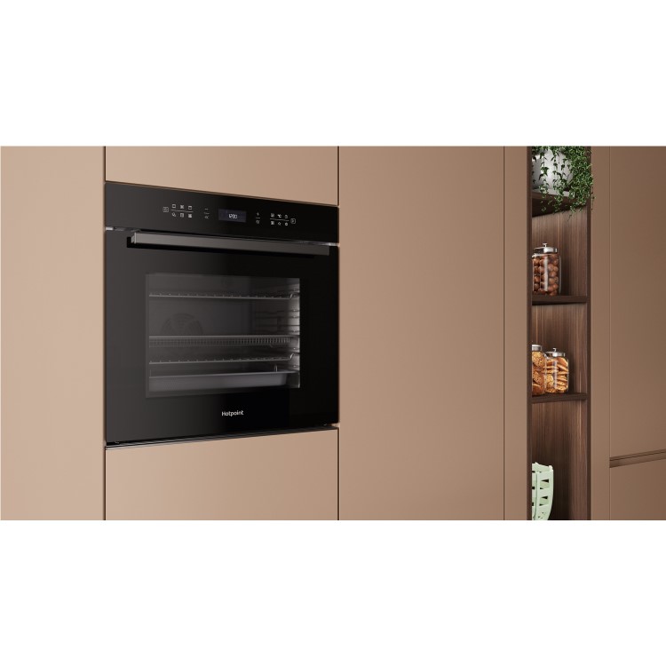 Refurbished Hotpoint Class 6 ActiveMultiflow HOI68CT0SBUK Electric Single Fan Oven with Air Fry and GentleSteam Cooking - Black