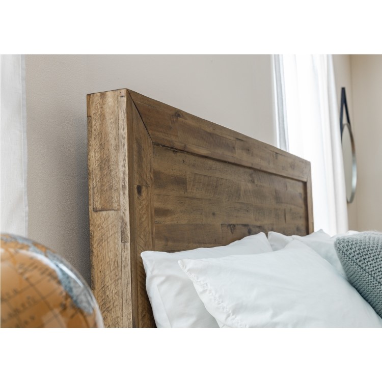 Hoxton Wooden King Size Bed Frame with Rustic Oak Finish - Julian Bowen