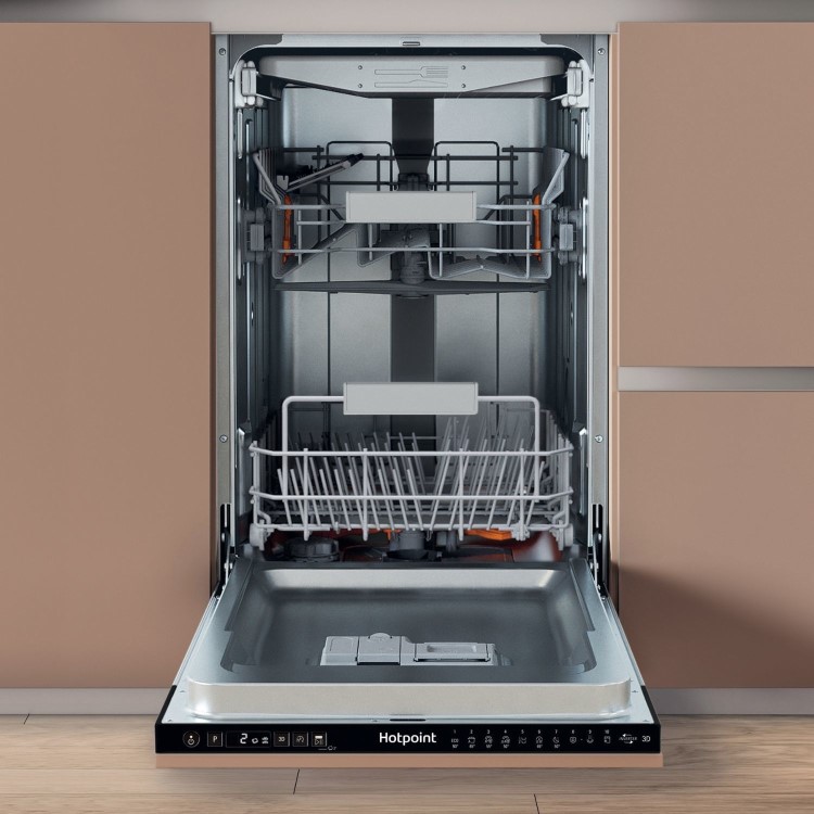 Refurbished Hotpoint Integrated Slimline Dishwasher - Black Eco Programme