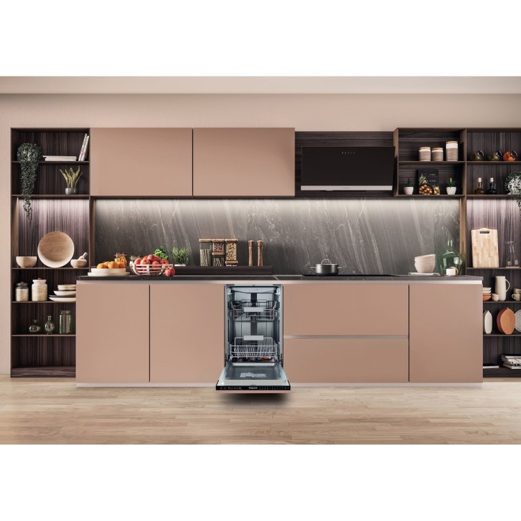 Refurbished Hotpoint Integrated Slimline Dishwasher - Black Eco Programme