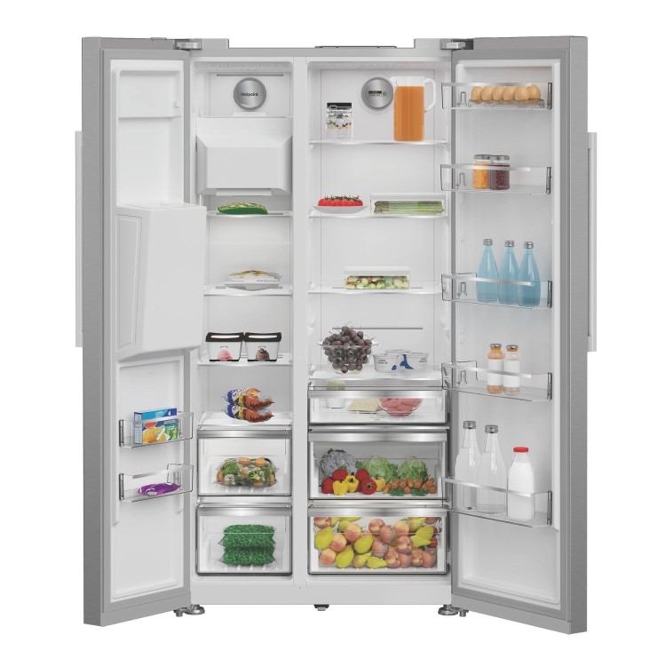 Hotpoint 578 Litre Side-By-Side American Fridge Freezer - Stainless Steel
