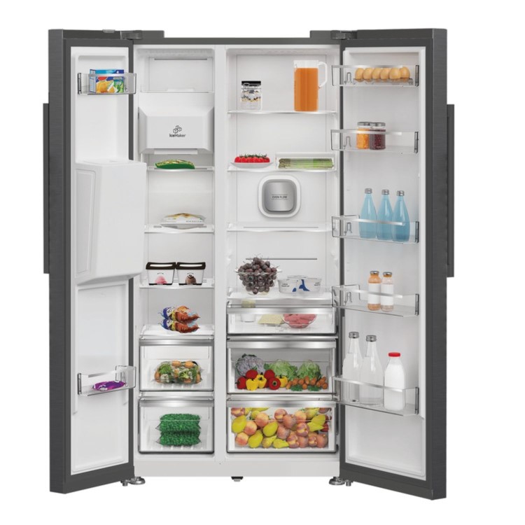 Hotpoint 571 Litre Side By Side American Fridge Freezer - Stainless Steel