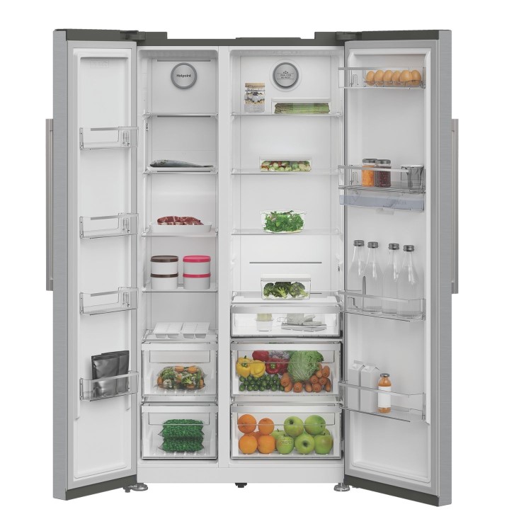 Hotpoint 588 Litre Side-By-Side American Fridge Freezer - Stainless Steel