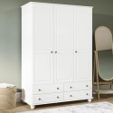 HPT008 White 3-Door Triple Wardrobe with Drawers - Hampton