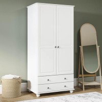 White 2-Door Double Wardrobe with Drawers - Hampton White 2-Door Double Wardrobe with Drawers - Hampton