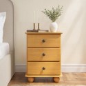 HPT010 Pine 3 Drawer Bedside Table - Hampton