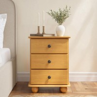 Pine 3 Drawer Bedside Table - Hampton Pine 3 Drawer Bedside Table - Hampton