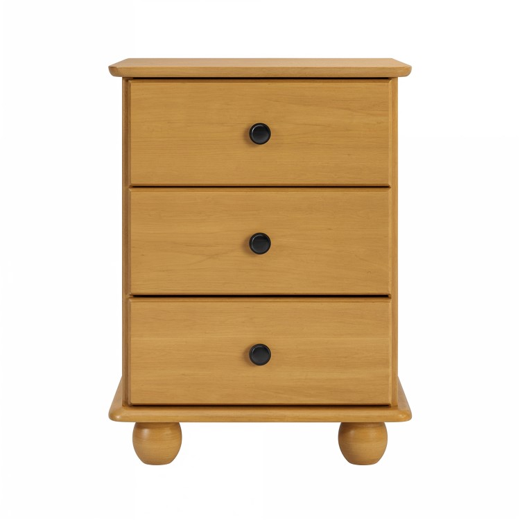 Pine 3 Drawer Bedside Table - Hampton