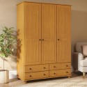HPT013 Pine 3-Door Triple Wardrobe with Drawers - Hampton