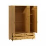 Pine 3-Door Triple Wardrobe with Drawers - Hampton