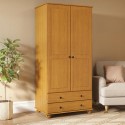 HPT014 Pine 2-Door Double Wardrobe with Drawers - Hampton