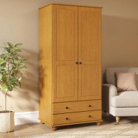 Pine 2-Door Double Wardrobe with Drawers - Hampton Pine 2-Door Double Wardrobe with Drawers - Hampton