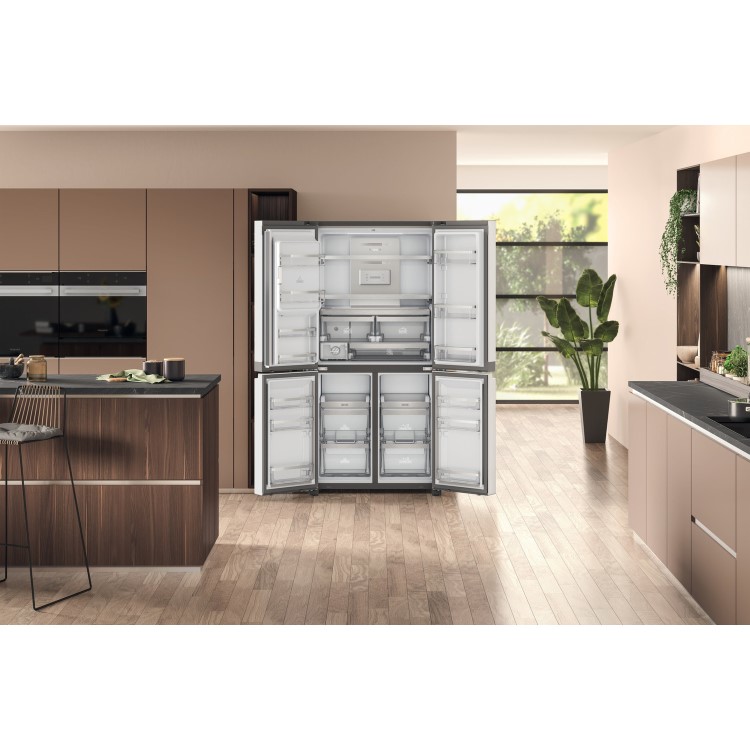 Hotpoint 592 Litre Four Door American Fridge Freezer - Inox