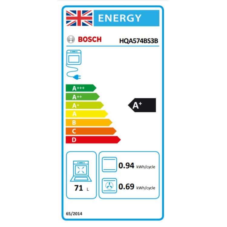 Refurbished Bosch Series 4 HQA574BS3B 60cm Single Built In Electric Oven Stainless Steel