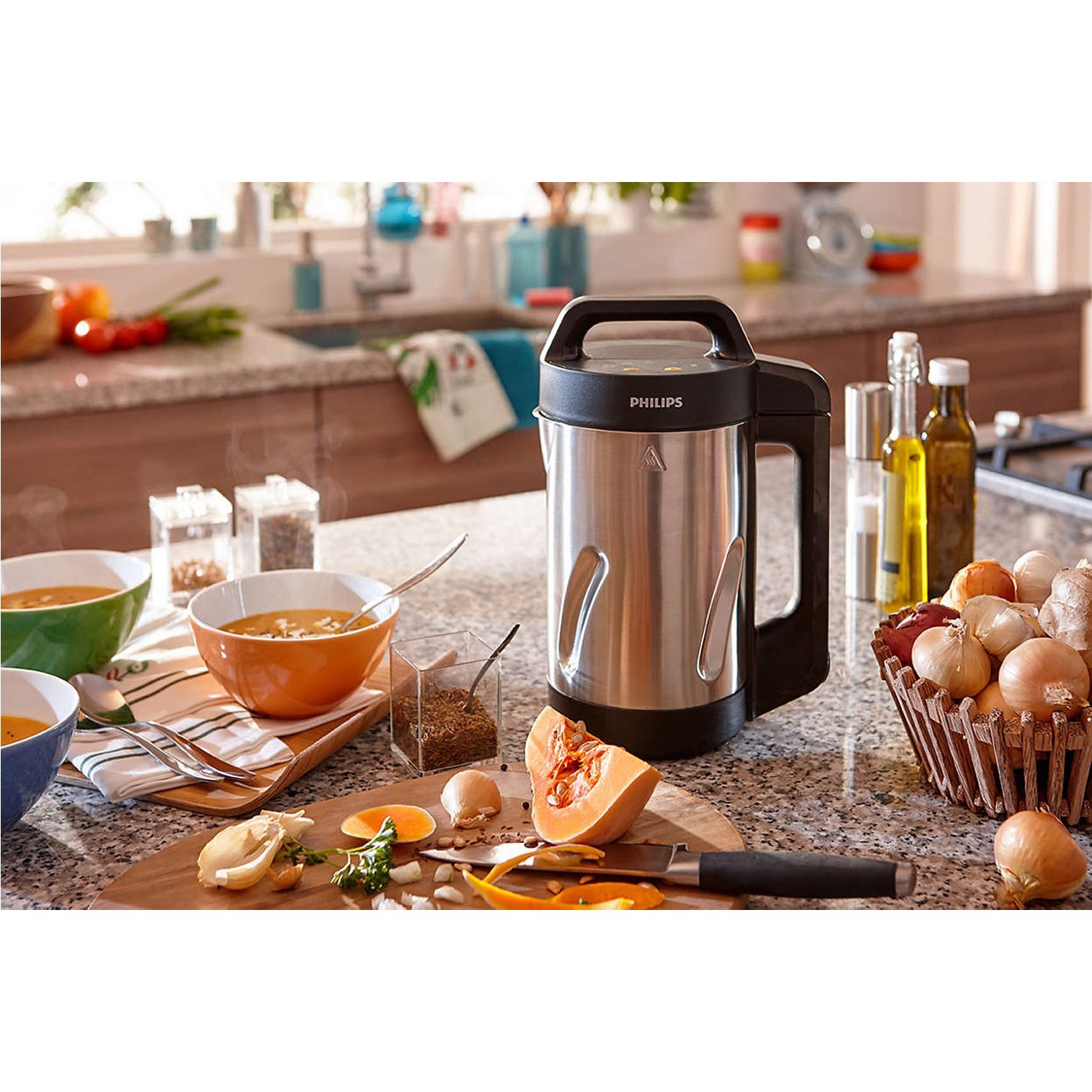 Philips HR2203/80 Viva Collection 5-in-1 SoupMaker & Blender - Black &  Stainless Steel 