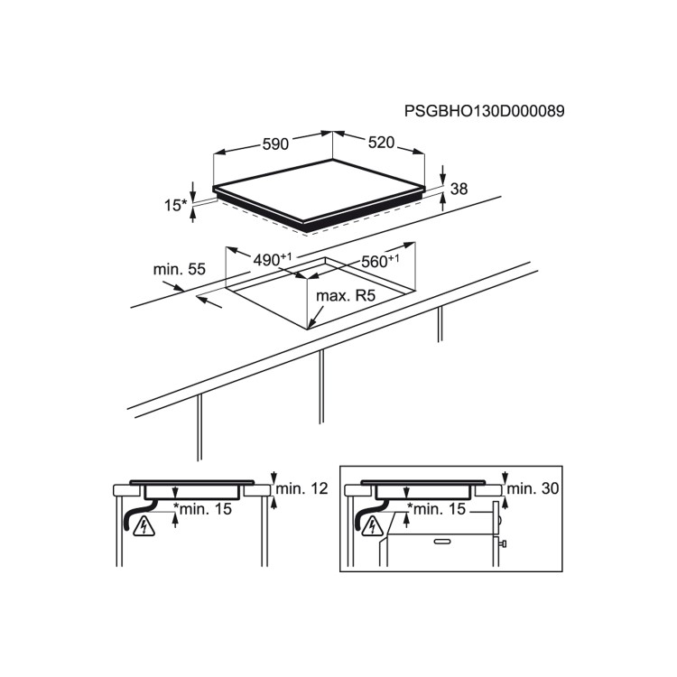 AEG HRA64100CB 60cm Four Zone Ceramic Hob Black