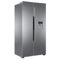 Refurbished Haier HRF-522IG6 Freestanding 490 Litre 70/30 Frost Free American Fridge Freezer Silver