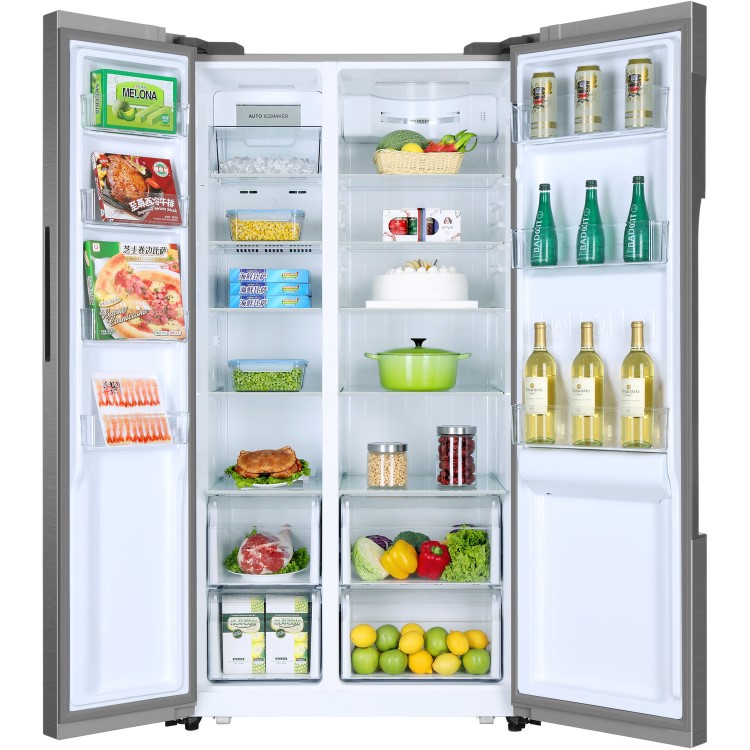 Refurbished Haier HRF-522IG6 Freestanding 490 Litre 70/30 Frost Free American Fridge Freezer Silver