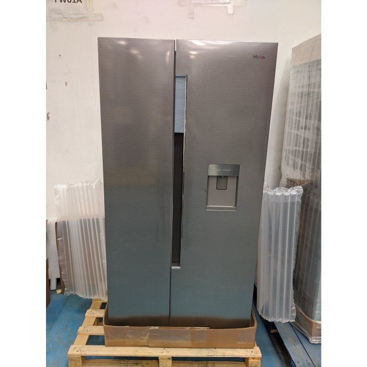Refurbished Haier HRF-522IG6 Freestanding 490 Litre 70/30 Frost Free American Fridge Freezer Silver
