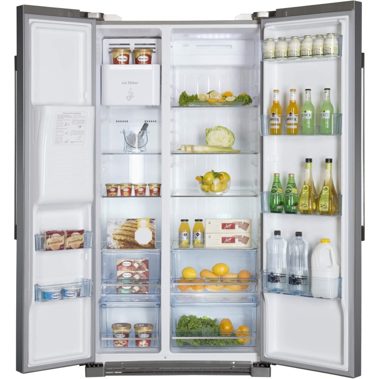Haier HRF-628IN6 2-Door A+ Side By Side American Fridge Freezer With Ice And Water Dispenser Obsidian Black