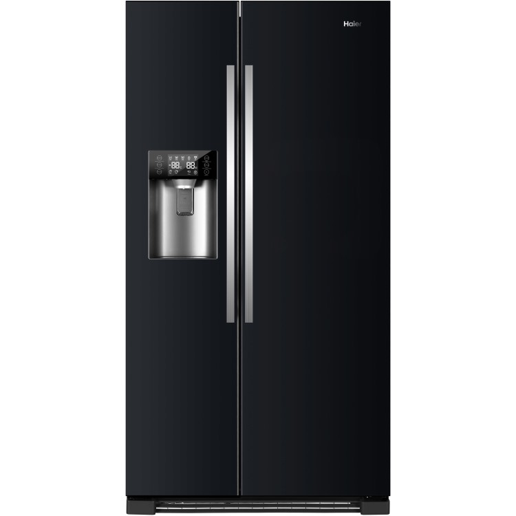 Refurbished Haier HRF-630IB7 Freestanding 555 Litre 70/30 Frost Free American Fridge Freezer Black