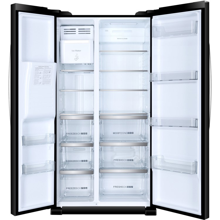 Refurbished Haier HRF-630IB7 Freestanding 555 Litre 70/30 Frost Free American Fridge Freezer Black
