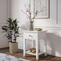 White Painted Bedside Table with Drawer - Harper