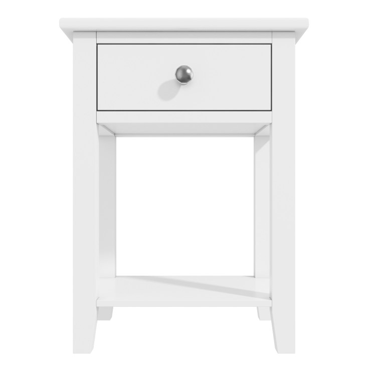 White Painted Bedside Table with Drawer - Harper