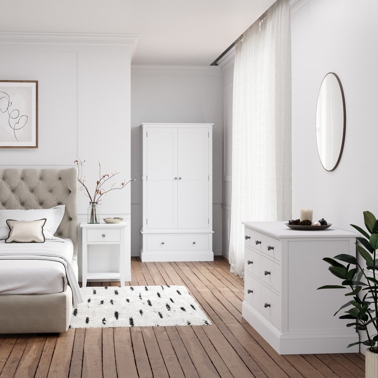 White Painted Bedside Table with Drawer - Harper